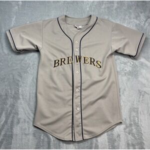 Milwaukee‎ Brewers Jersey Mens M Brown Teamwork MLB Baseball Sports Button Front